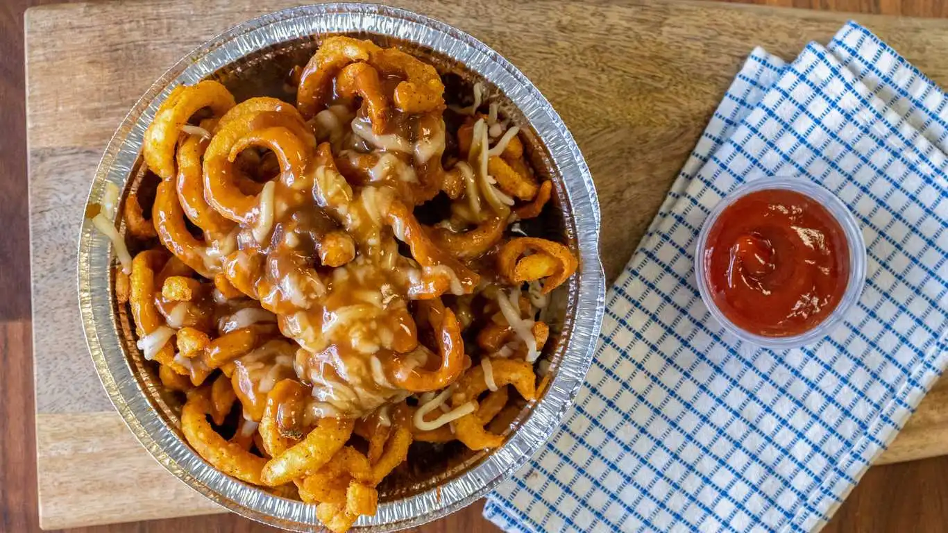 Curly Fries Poutine at Donair Stop in Edmonton, AB